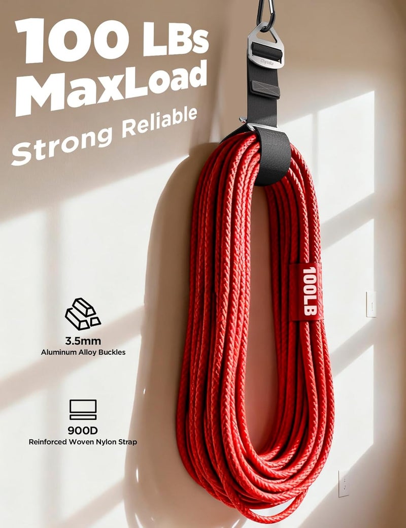 Chfeila 6 Pack One Hand Operation [1s Tighten by Gravity] Adjustable Extension Cord Organizer Holder, Hose Rope Storage Straps Wrap for RV Shed Workshop Garage Organization, Gadgets Tools Gifts for Dad Men - Image 3